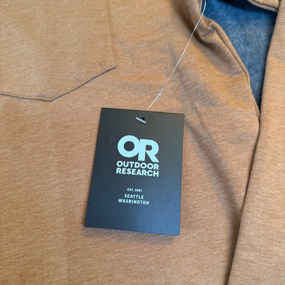 Outdoor Research Long Sleeve Henley Shirt Tan Heather Pocket Mens Medium NWT - Picture 2 of 10